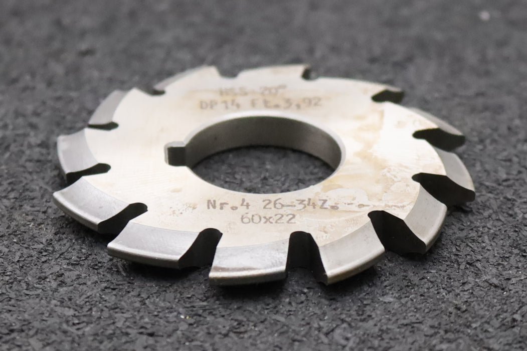 Bild des Artikels DOLD-Zahnformfräser-gear-profile-cutter-DP-14-No.-4--Z=-26-34-EGW-20°Ø60x22mm