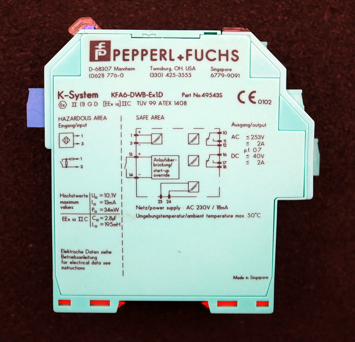 Bild des Artikels PEPPERL-+-FUCHS-Drehzahlwächter-KFA6-DWB-EX1.D-Part.No.-049543-230VAC/18mA