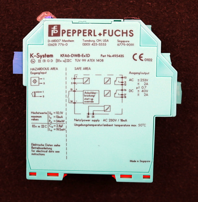 Bild des Artikels PEPPERL-+-FUCHS-Drehzahlwächter-KFA6-DWB-EX1.D-Part.No.-049543-Netz:-230VAC/18mA