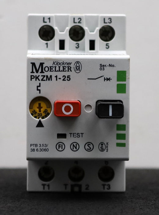 Bild des Artikels MOELLER-Motorschutzschalter-PKZM-1-25-Ser.-No.03-Ie=-25A-Ue=690V-AC3