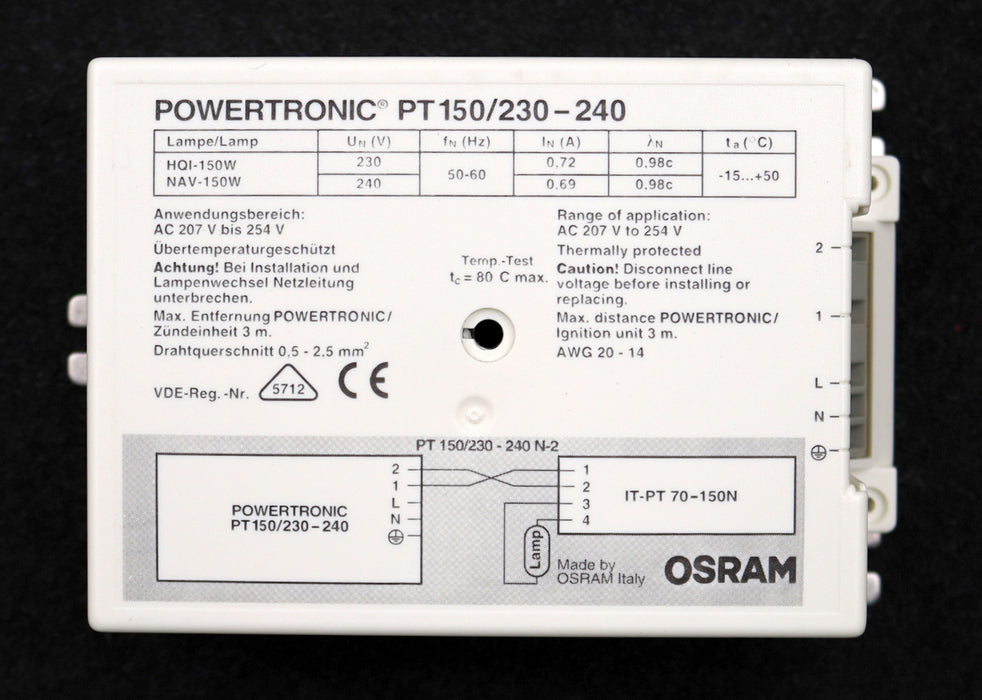 Bild des Artikels OSRAM-POWERTRONIC-Vorschaltgerät-mit-Zündeinheit-PT150/230-240-IT-PT70-150N