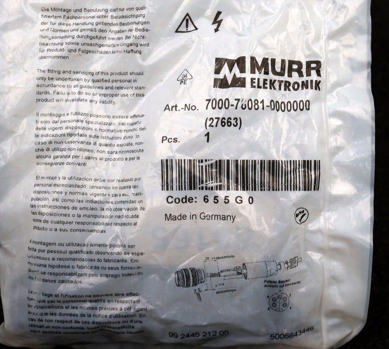 Bild des Artikels MURR-ELEKTRONIK-7/8''-St.-0°-Schraubklemmanschluss-Male-5-pol-unbenutzt-in-OVP