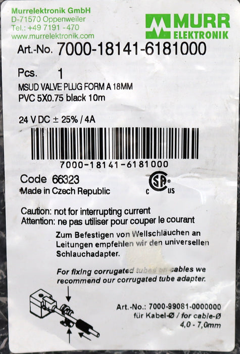 Bild des Artikels MURR-ELEKTRONIK-MSUD-Ventilstecker-mit-freiem-Leitungsende-PVC-5x0.75-Schwarz