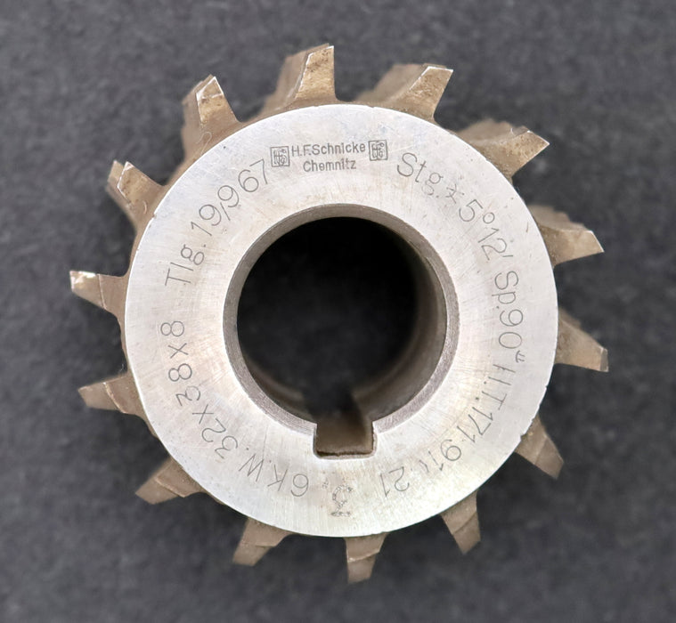 Bild des Artikels H.F.SCHNICKE-Keilwellen-Wälzfräser-spline-hob-6-Keile-32x38x8mm-mit-Höcker-+-LKN