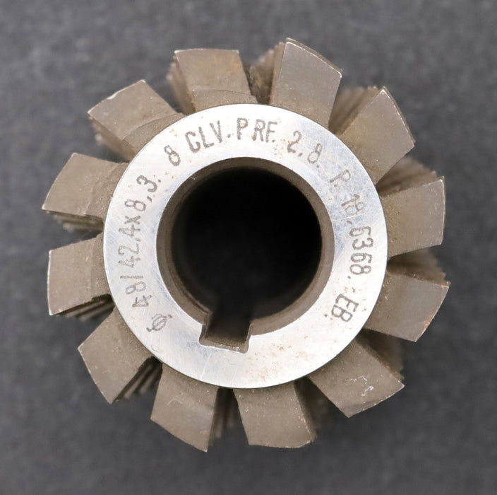 Bild des Artikels Keilwellen-Wälzfräser-8-Keile-48x42,4x8,3mm---Höcker-Ø71x70xØ27mm-spiralgenutet