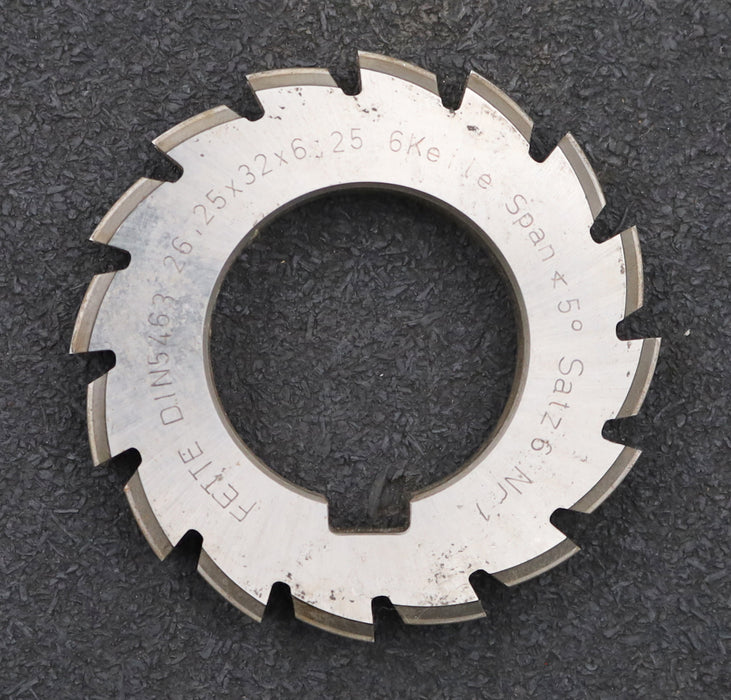 Bild des Artikels FETTE-Keilwellen-Formfräser-spline-cutter-6-Keile-DIN5463-26,25x32x6,25mm