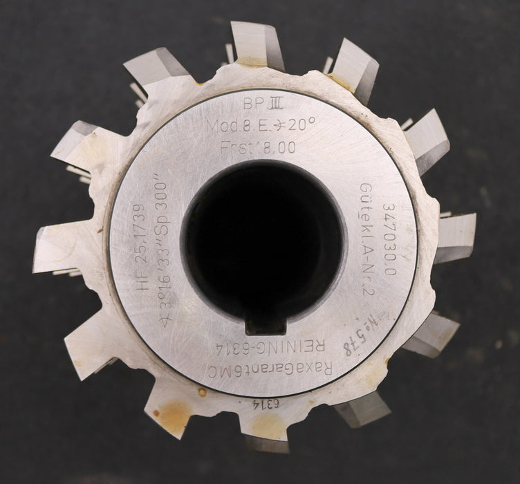 Bild des Artikels LENZEN-Zahnrad-Wälzfräser-m=-8,0mm-BPIII-DIN-3972-EGW-20°-Ø155x182xØ50mm-mit-LKN