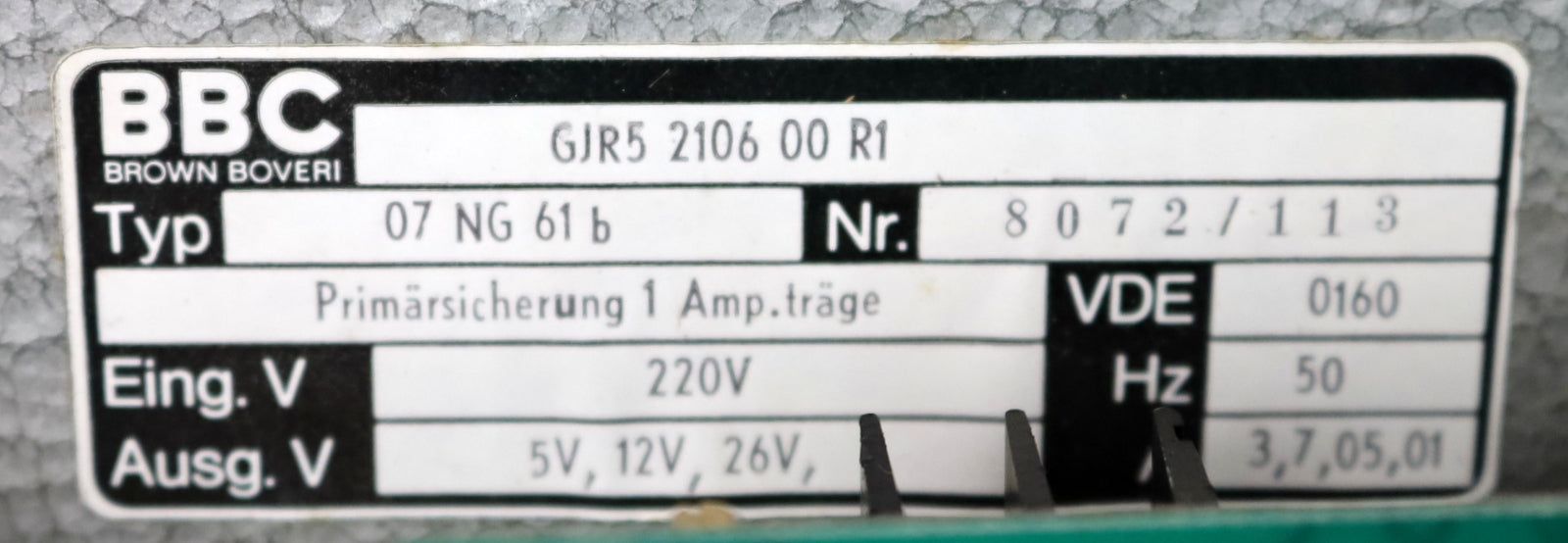 Bild des Artikels BBC-Netzgerät-GJR5-2106-00-R1-Typ-07-NG-61-b-Eingang-220V-50Hz-gebraucht