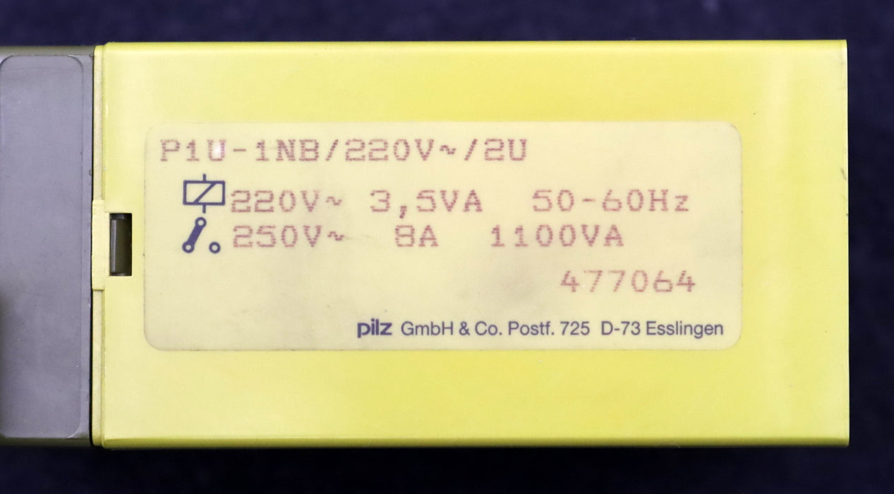 Bild des Artikels PILZ-Sicherheitsrelais-Art.Nr.-477064P1U-1NB/220V~/2U-220VAC-3,5VA-50-60Hz