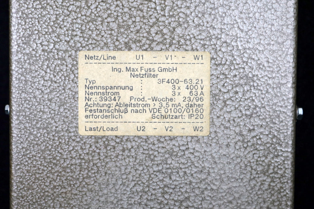 Bild des Artikels MAX-FUSS-GMBH-Netzfilter-3F400-63.21--Nennspannung-3x-400V-Nennstrom-3x-63A