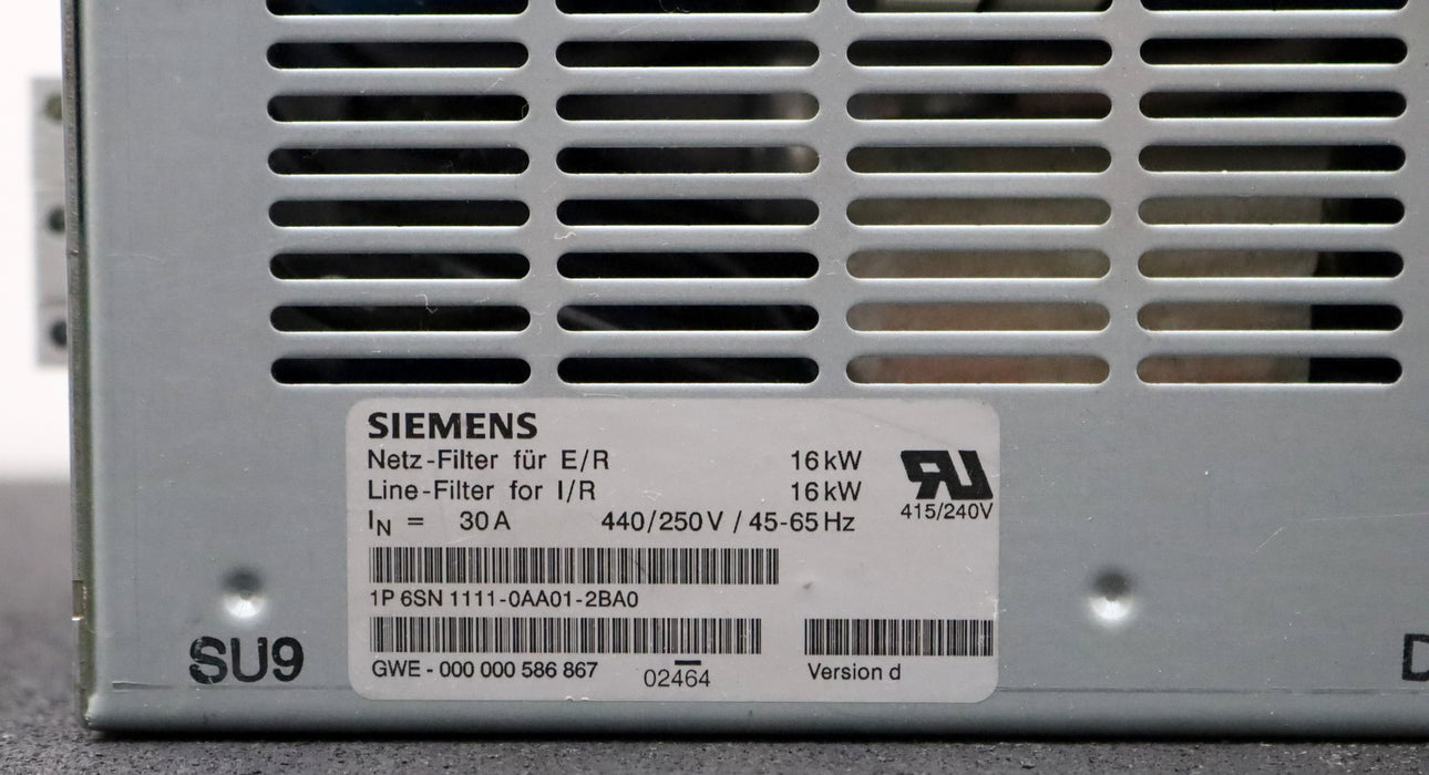 Bild des Artikels SIEMENS-Netzfilter-für-E/R-6SN1111-0AA01-2BA0-16kW-30A-440/250V-45-65Hz