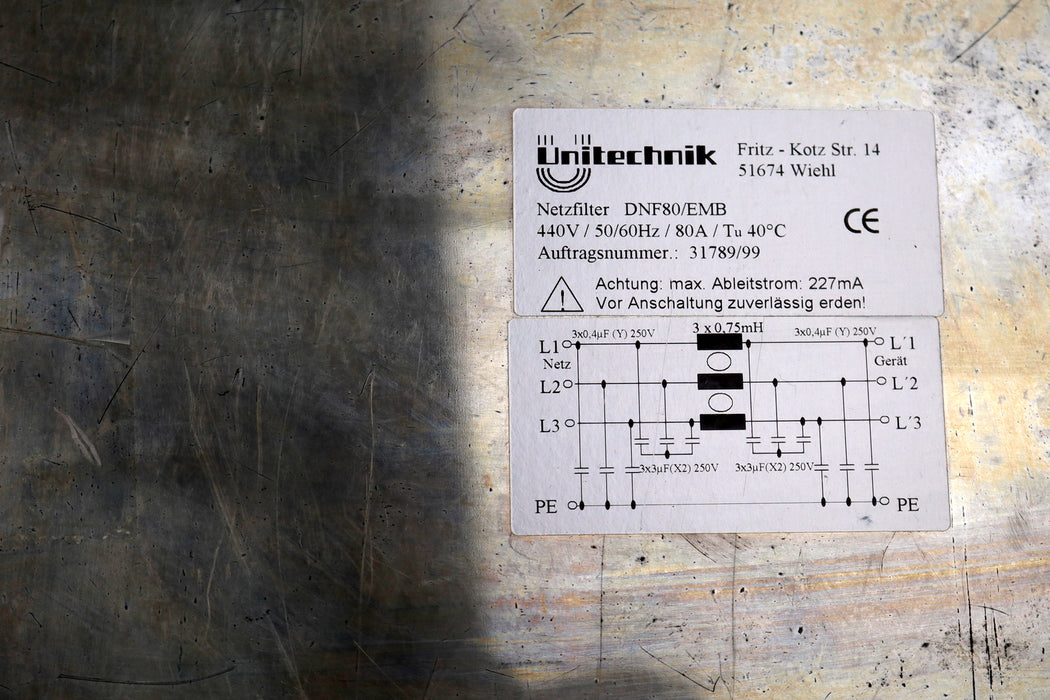 Bild des Artikels UNITECHNIK-Netzfilter-Unitechnik-DNF80/EMB-440V-50/60Hz-80A-gebraucht