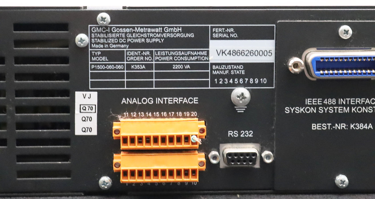 Bild des Artikels GOSSEN-METRAWATT-Labornetzgerät-1500W-SYSCON-60-60-System-P1500-KONSTANTER