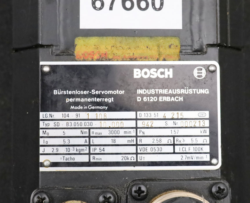 Bild des Artikels BOSCH-1,57kW-Bürstenloser-Servomotor-Typ-SD-B3.050.030-10.000-0133514215