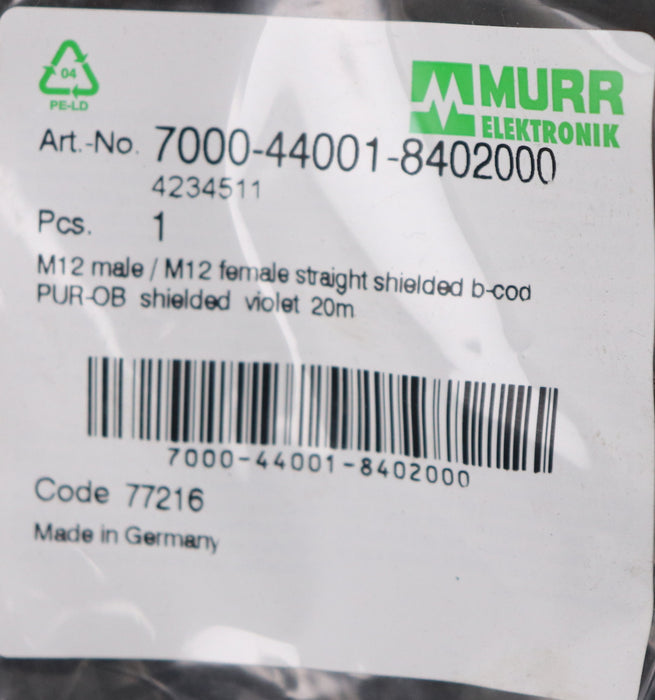 Bild des Artikels MURR-M12-St.-0°-/-M12-Bu.-0°-B-kod.-geschirmt-Art.-Nr.-7000-44001-8402000