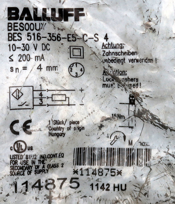 Bild des Artikels BALLUFF-Näherungsschalter-Art.Nr.-114875-BES-516-356-E5-C-S4-sn=-4mm