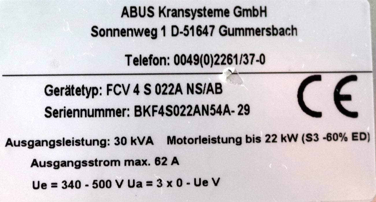 Bild des Artikels ABUS-Frequenzumrichter-22kW-Ausgangsleistung-30kVA-Ausgangsstrom-max.-62A