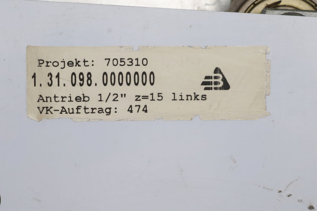 Bild des Artikels BLEICHERT-Antrieb-1/2"-motor-unit-1.31.098.0000000-Z=15-links-mit-Stahl-Ritzel