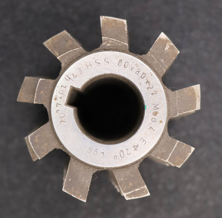 Bild des Artikels Zahnrad-Wälzfräser-m=-4,0mm-EGW-20°-Ø80x80xØ27mm-LKN-1gg.-Links-spiralgenutet-!