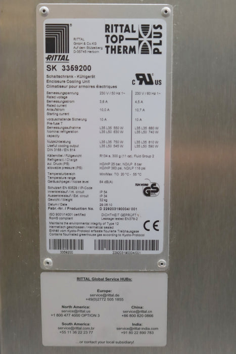 Bild des Artikels RITTAL-Schaltschrank-Kühlgerät-SK3359200-230VAC-50Hz-230VAC-60Hz-3,6/4,5A