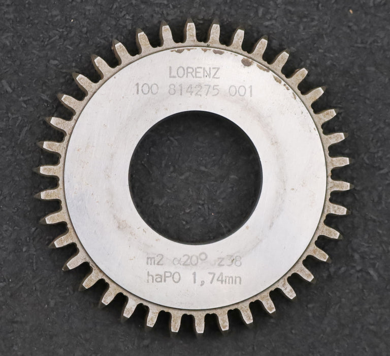 Bild des Artikels LORENZ-Scheibenschneidrad-m=-2mm-EGW-20°-Z=-38-haP0=-1,74mn->Ø80x12xØ1-1/4"