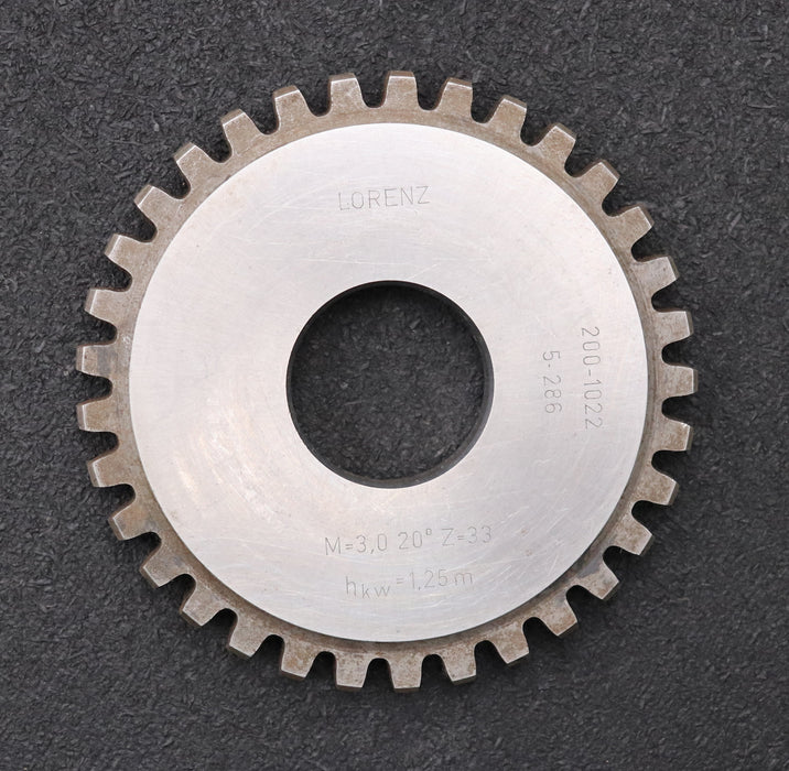 Bild des Artikels LORENZ-Scheibenschneidrad-m=-3mm-EGW-20°-Z=-33-hkw=-1,25m-Ø101x10xØ1-1/4''