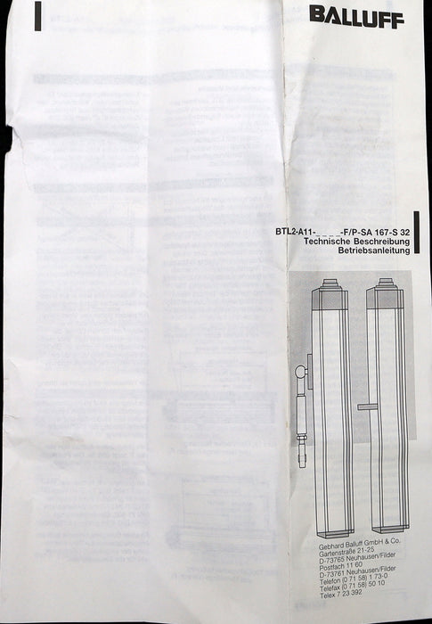 Bild des Artikels BALLUFF-MICROPULSE-Transsonar-Wegaufnehmer-BTL2-A11-0225-F-SA167-S32-782909