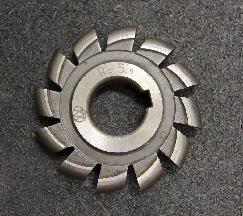 Halbrund-Formfräser konvex Radiusfräser Radius 5,5mm - 70x11x22mm 12 Spannuten
