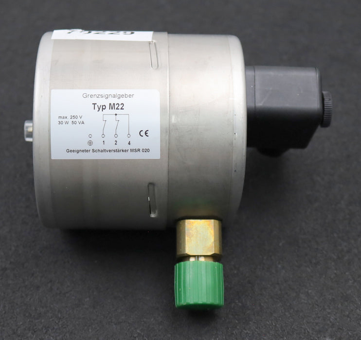 Bild des Artikels AUFZUGSBAU-Grenzsignalgeber-Typ-M22-0-25bar-G1/2"-Anschluss-unten-Ø-100mm