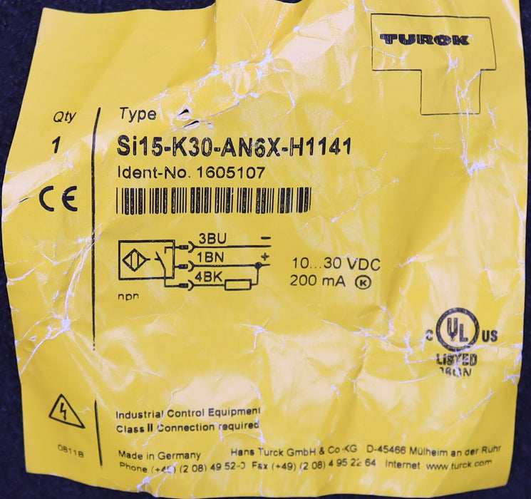 Bild des Artikels TURCK-Induktiver-Sensor-NPN-Schließer-SI15-K30-AN6X-H1141-Ident-No.-1605107