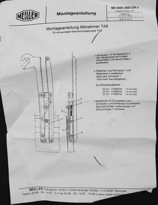 Bild des Artikels MEILLER-Mitnehmer-TA6-Links-Lang-Länge-500mm-Mat.Nr.-39006757