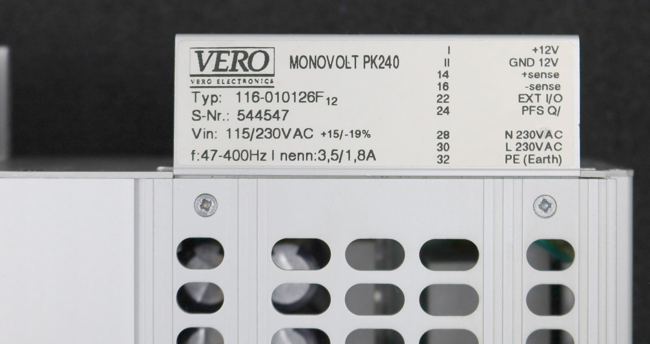 Bild des Artikels VERO-Netzteil-MONOVOLT-PK240-Typ-116-010126F-115/230VAC-47-400Hz-3,5/1,8A