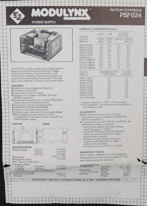 Bild des Artikels SUPERIOR-ELECTRIC-Power-Supply-MODULYNX-PSF-024-Input-120/220/240VAC-50/60Hz-3A