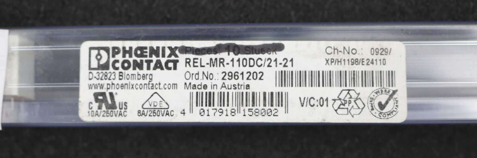 Bild des Artikels PHOENIX-CONTACT-5x-Relais-REL-MR-110CD/21-21-Ord.No.-2961202-unbenutzt-in-OVP