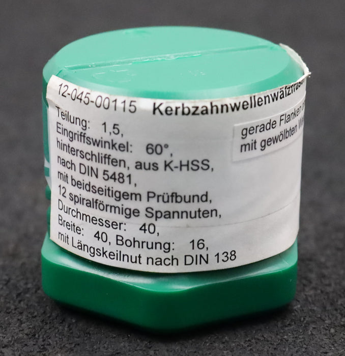 Bild des Artikels DOLD-Kerbzahnwellen-Wälzfräser-Tlg.-1,5-60°EGW-DIN-5481-Ø40x40xØ16mm-mit-LKN