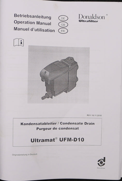 Bild des Artikels DONALDSON-Kondensatablauf-UFM-D10-1C4013571-min-Betriebsdruck-0.8-Bar-unbenutzt