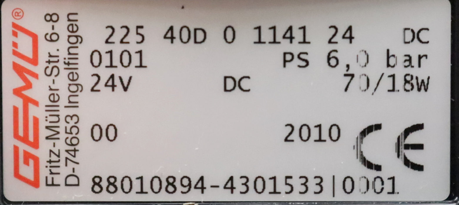 Bild des Artikels GEMÜ-Magnetventil-Typ-225-P-6bar-24VDC-70/18w-ND10-DA50-NW40-unbenutzt