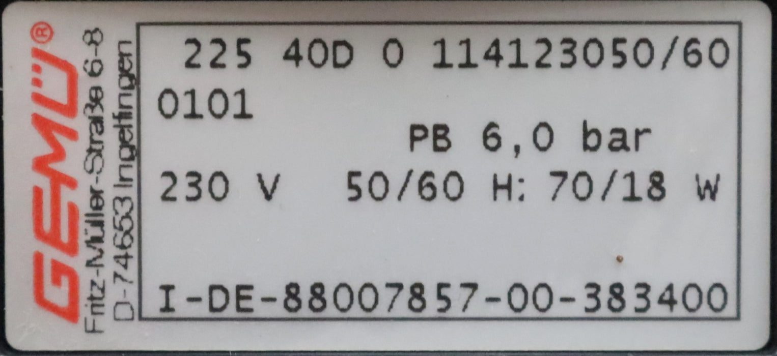 Bild des Artikels GEMÜ-Magnetventil-Typ-225-P-6bar-230V-50/60Hz-70/18w-ND10-DA50-NW40-unbenutzt