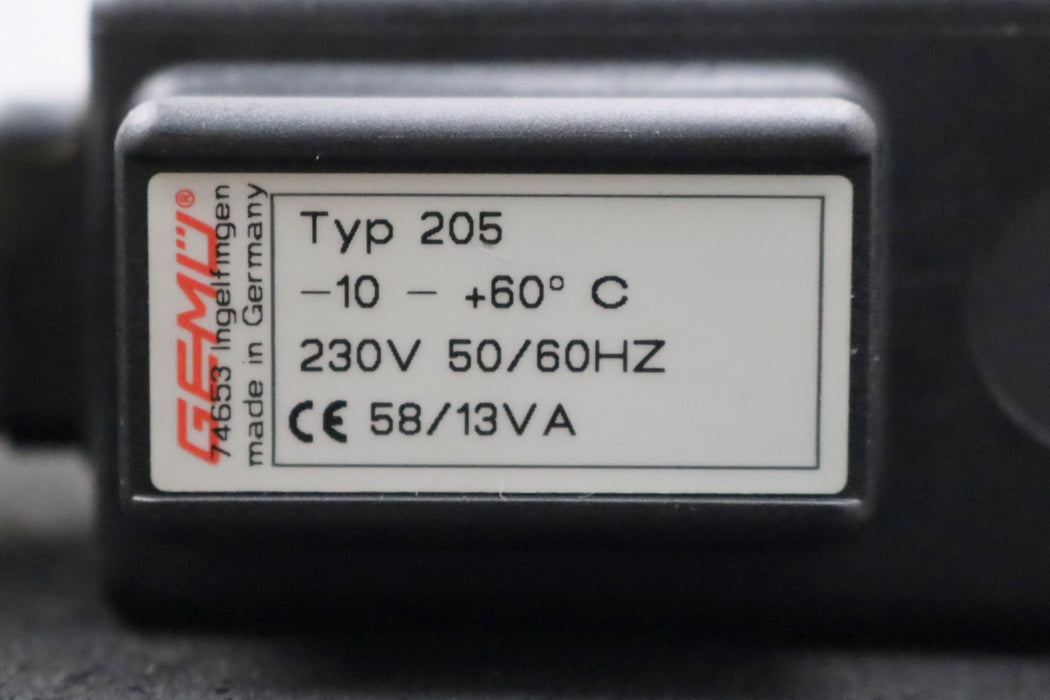 Bild des Artikels GEMÜ-Magnetventil-Typ-205-10D-P-6bar-230V-50/60Hz-DN10-Di16-PN6-unbenutzt