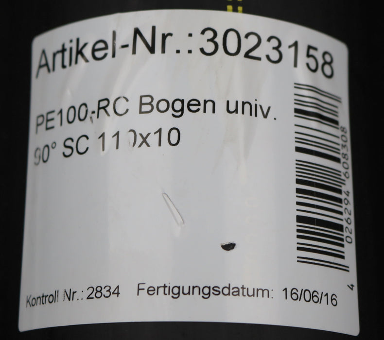 Bild des Artikels WAVIN-Universal-Bogen-90°-Artikel-Nr.:-3023158-SDR-11-110x10-PE100/PE100-CR