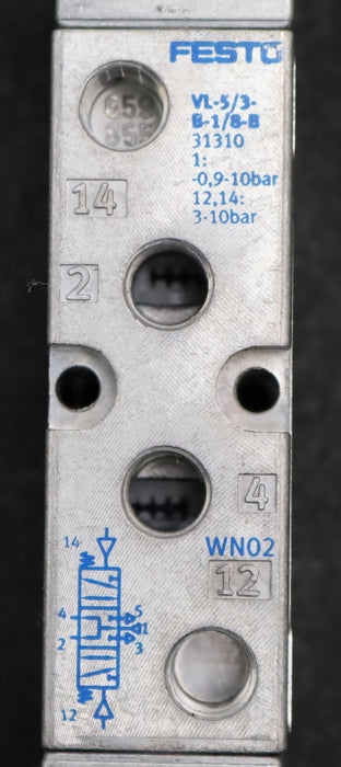 Bild des Artikels FESTO-Pneumatik-Ventil-VL-5/3B-1/8-B-Mat.-Nr.31310-Betriebsdruck-min.--0,9bar