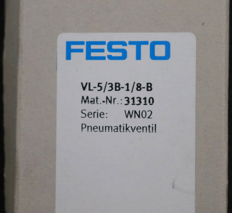 Bild des Artikels FESTO-Pneumatik-Ventil-VL-5/3B-1/8-B-Mat.-Nr.31310-Betriebsdruck-min.--0,9bar