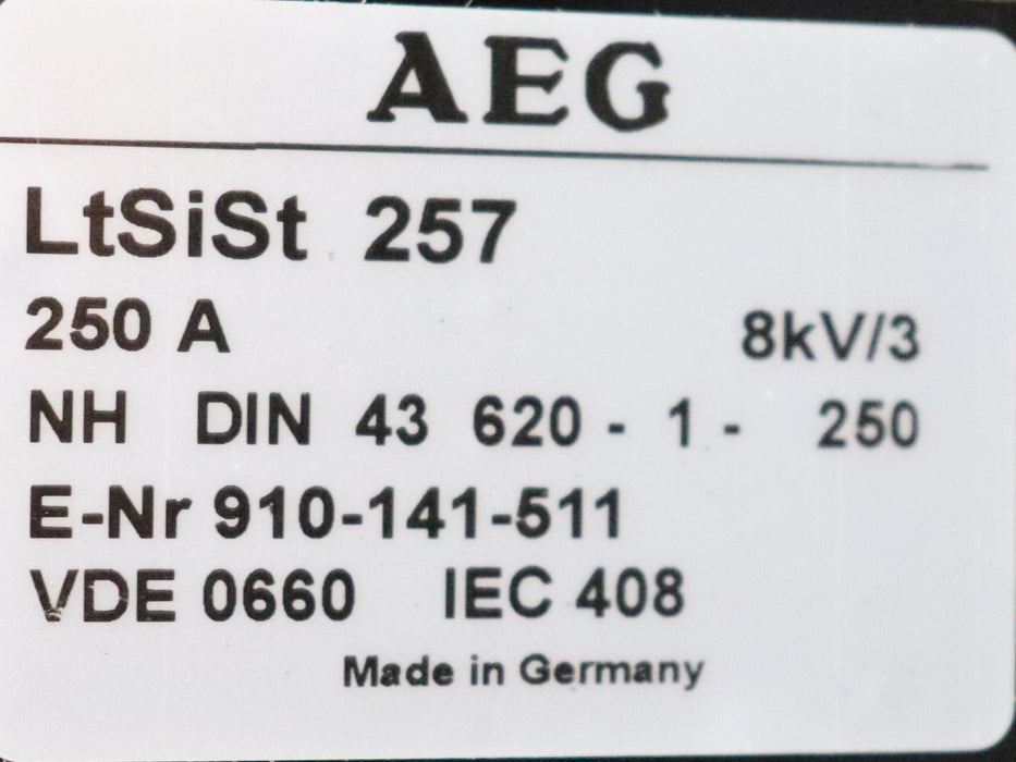 Bild des Artikels AEG-Sicherungslasttrennschalter-LtSiSt-257-E-Nr.-910-141-511-NH-DIN43620-1-250