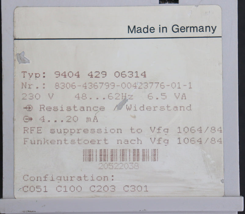 Bild des Artikels RTK-Regler-Typ:-RE-3651-Typ:-9404-429-06314-230V-48…62Hz-6,5A-W0:-0°C