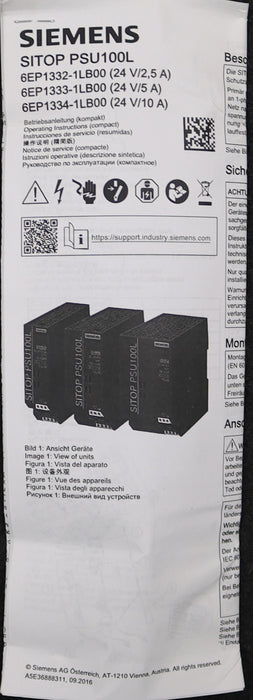 Bild des Artikels SIEMENS-SITOP-PSU100L-Netzteil-6EP1332-1LB00-E-Stand:-1-24VDC-2,5A-unbenutzt