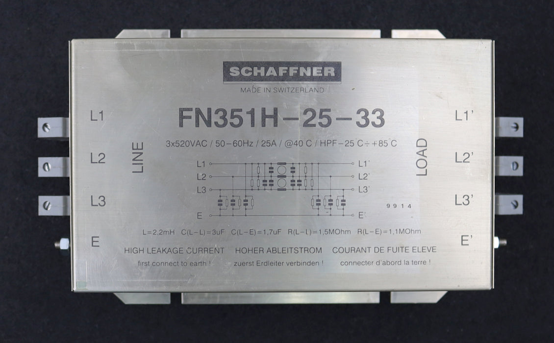 Bild des Artikels SCHAFFNER-Entstörfilter-FN351H-25-33-3x520VAC-50-60Hz-25A-gebraucht