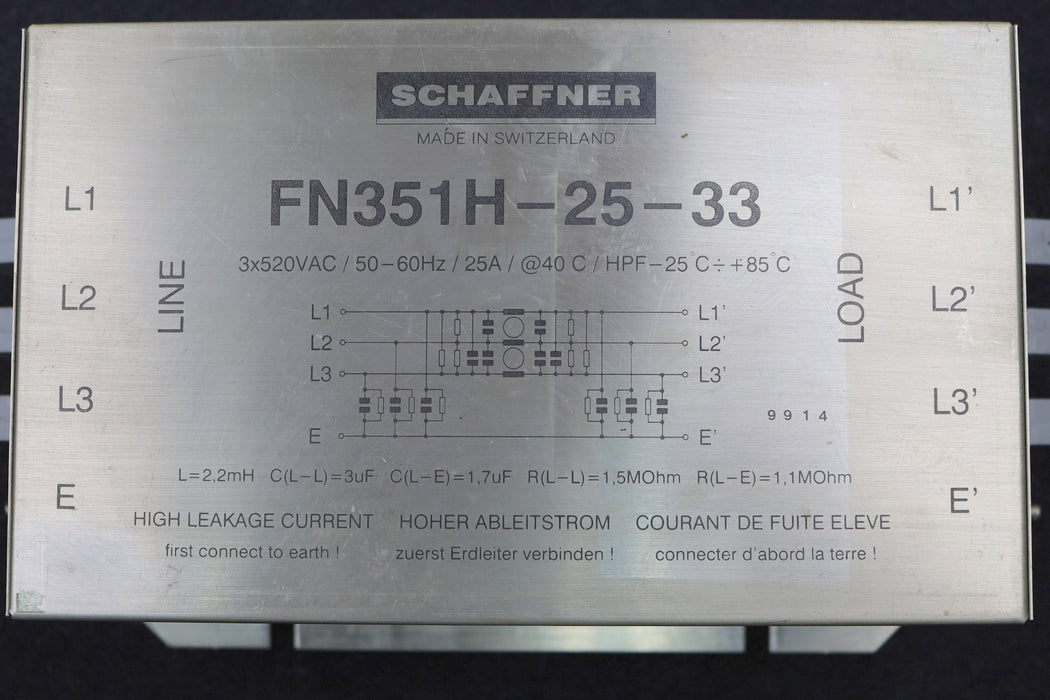 Bild des Artikels SCHAFFNER-Entstörfilter-FN351H-25-33-3x520VAC-50-60Hz-25A-gebraucht