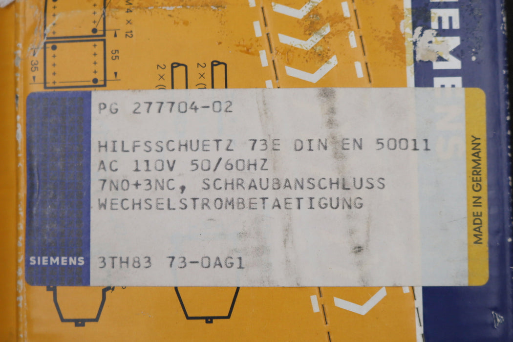 Bild des Artikels SIEMENS-Hilfsschütz-3TH8373-0AG1-Spulenspannung110V-50-60Hz-unbenutzt-in-OVP