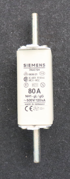 Bild des Artikels SIEMENS-3x-Sicherungseinsatz-fuse-link-3NA3124-80A-500VAC-Betriebsklasse-gL-gG