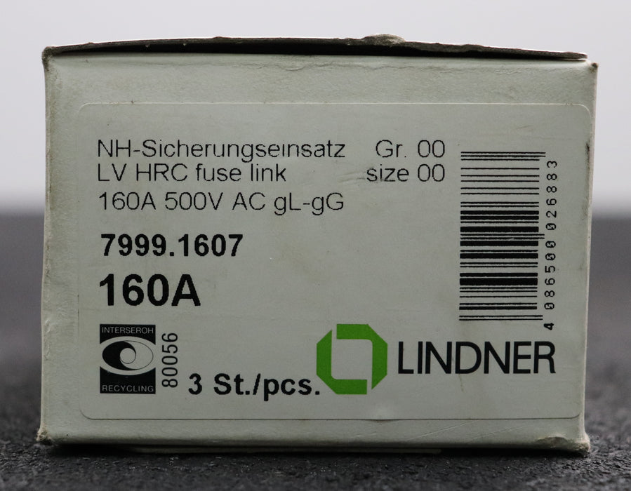 Bild des Artikels LINDNER-3x-Sicherungseinsatz-fuse-link-Art.Nr.-7999.1607-160A-500VAC-gL-gG